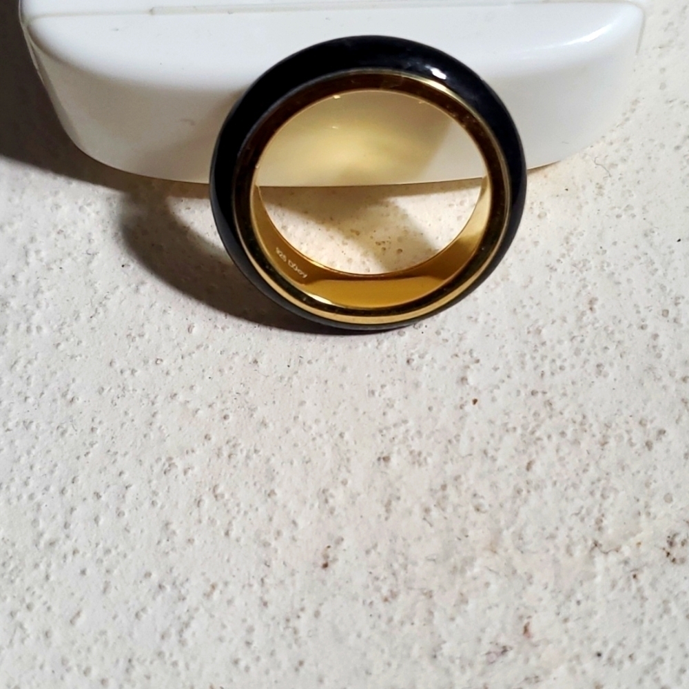 Black Jade Spinner Ring Yellow Gold Vermeil Sterling Silver
